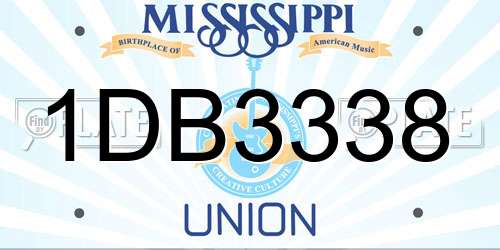 1DB3338 Mississippi License Plate
