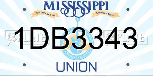 1DB3343 Mississippi License Plate