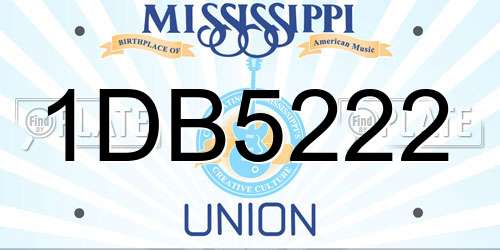 1DB5222 Mississippi License Plate