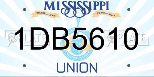 1DB5610 Mississippi License Plate