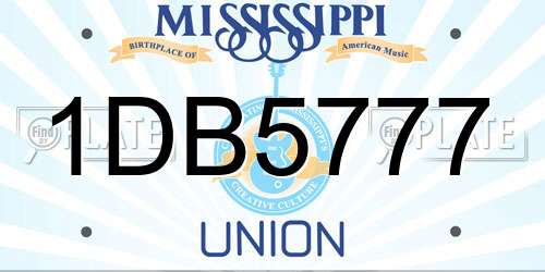 1DB5777 Mississippi License Plate