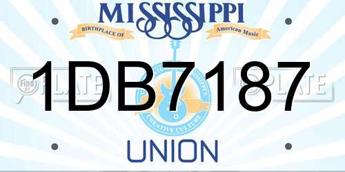 1DB7187 Mississippi License Plate