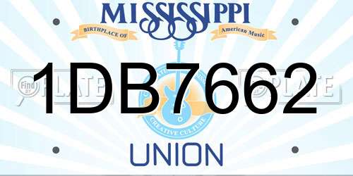 1DB7662 Mississippi License Plate