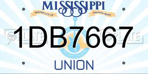 1DB7667 Mississippi License Plate