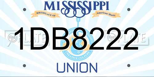 1DB8222 Mississippi License Plate