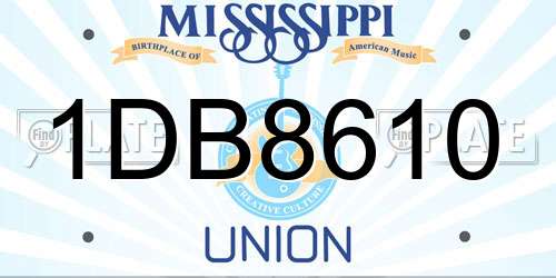 1DB8610 Mississippi License Plate