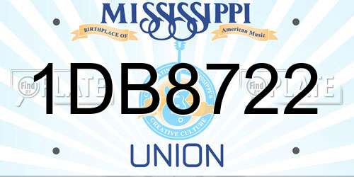 1DB8722 Mississippi License Plate