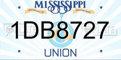 1DB8727 Mississippi License Plate