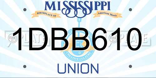 1DBB610 Mississippi License Plate