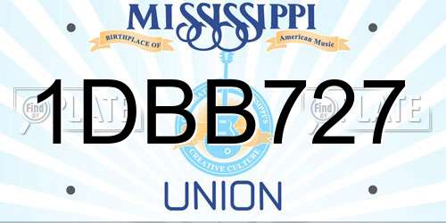 1DBB727 Mississippi License Plate