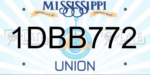 1DBB772 Mississippi License Plate