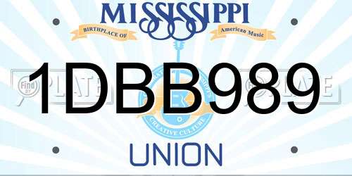 1DBB989 Mississippi License Plate