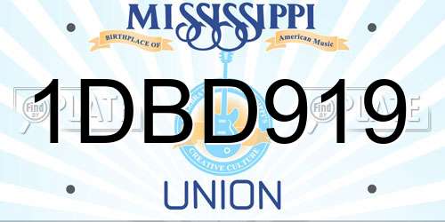 1DBD919 Mississippi License Plate