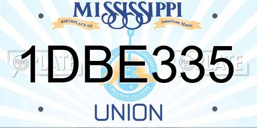 1DBE335 Mississippi License Plate