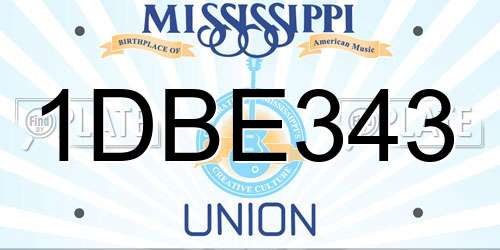 1DBE343 Mississippi License Plate