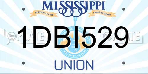 1DBI529 Mississippi License Plate
