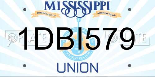 1DBI579 Mississippi License Plate
