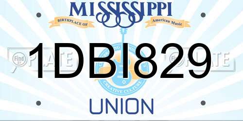 1DBI829 Mississippi License Plate
