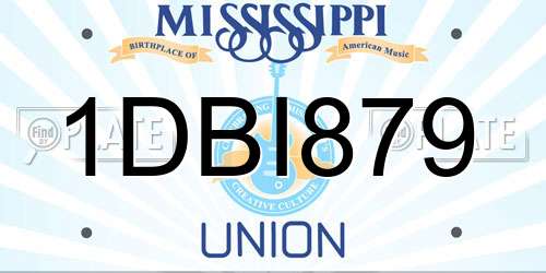 1DBI879 Mississippi License Plate
