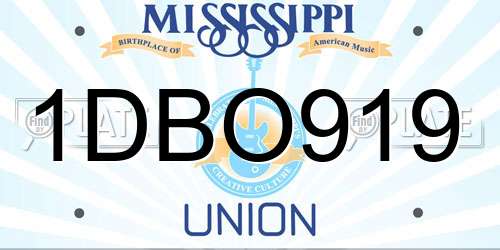 1DBO919 Mississippi License Plate