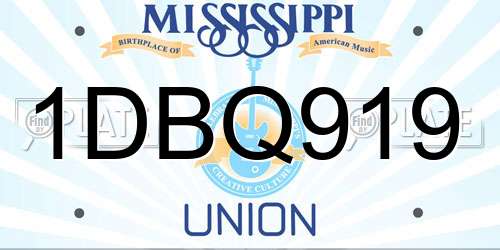 1DBQ919 Mississippi License Plate