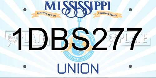 1DBS277 Mississippi License Plate