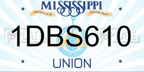 1DBS610 Mississippi License Plate