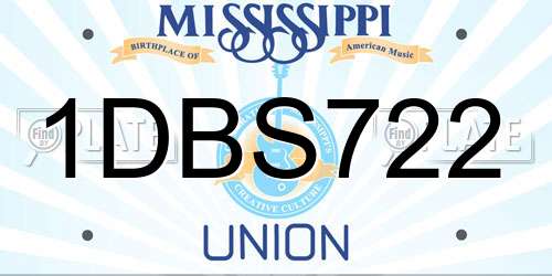 1DBS722 Mississippi License Plate