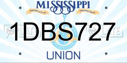 1DBS727 Mississippi License Plate