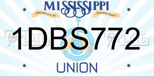 1DBS772 Mississippi License Plate