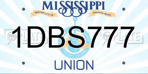 1DBS777 Mississippi License Plate
