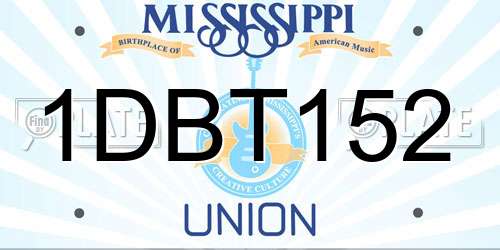 1DBT152 Mississippi License Plate