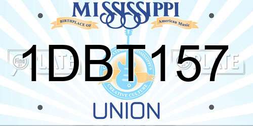 1DBT157 Mississippi License Plate