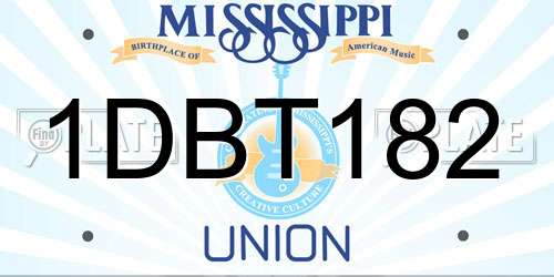 1DBT182 Mississippi License Plate
