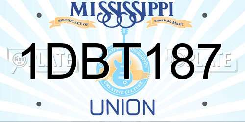 1DBT187 Mississippi License Plate