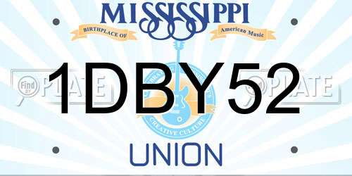 1DBY52 Mississippi License Plate