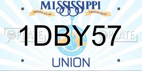 1DBY57 Mississippi License Plate