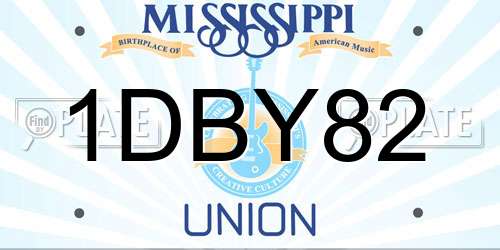 1DBY82 Mississippi License Plate