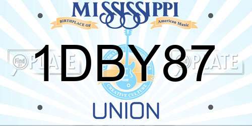 1DBY87 Mississippi License Plate