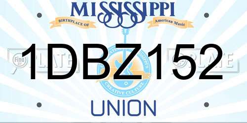 1DBZ152 Mississippi License Plate