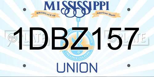 1DBZ157 Mississippi License Plate