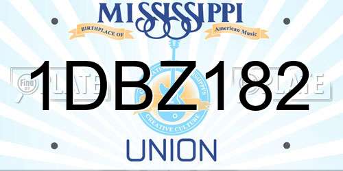 1DBZ182 Mississippi License Plate