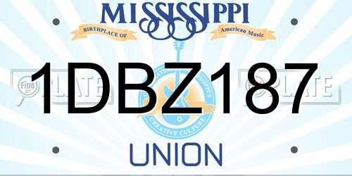 1DBZ187 Mississippi License Plate