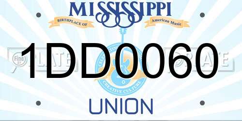1DD0060 Mississippi License Plate