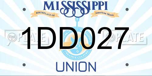 1DD027 Mississippi License Plate