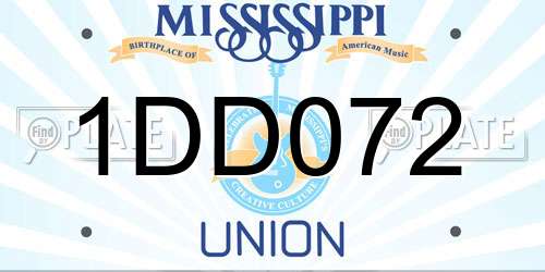 1DD072 Mississippi License Plate