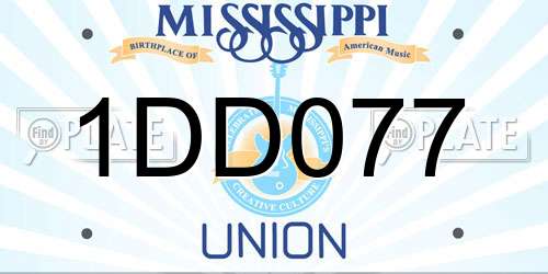 1DD077 Mississippi License Plate