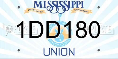 1DD180 Mississippi License Plate