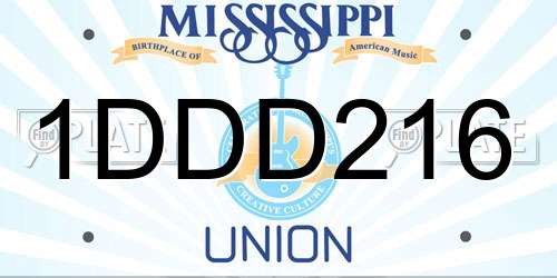 1DDD216 Mississippi License Plate
