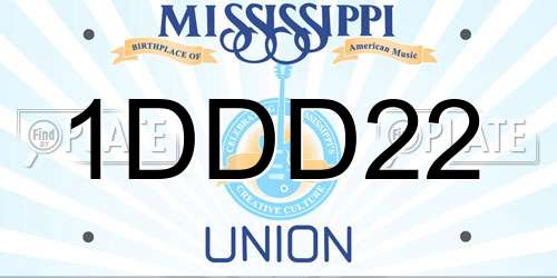 1DDD22 Mississippi License Plate